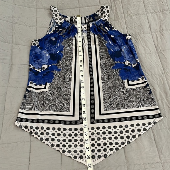 INC International Concepts Blue, White & Black Summer Top. Handkerchief hem. Sm - Picture 13 of 15